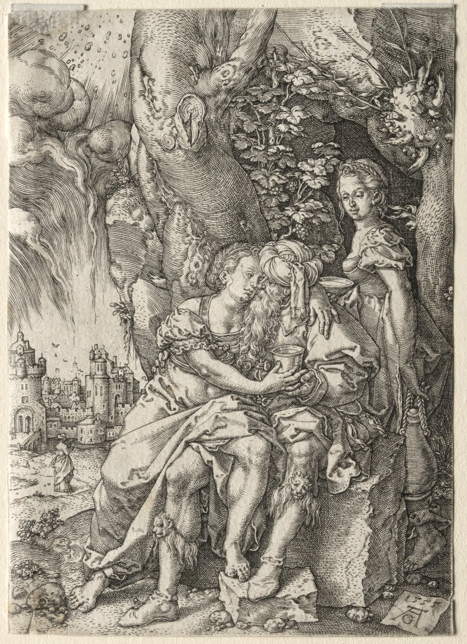 The Story of Lot:  Lot with His Daughters, by Heinrich Aldegrever, 1555