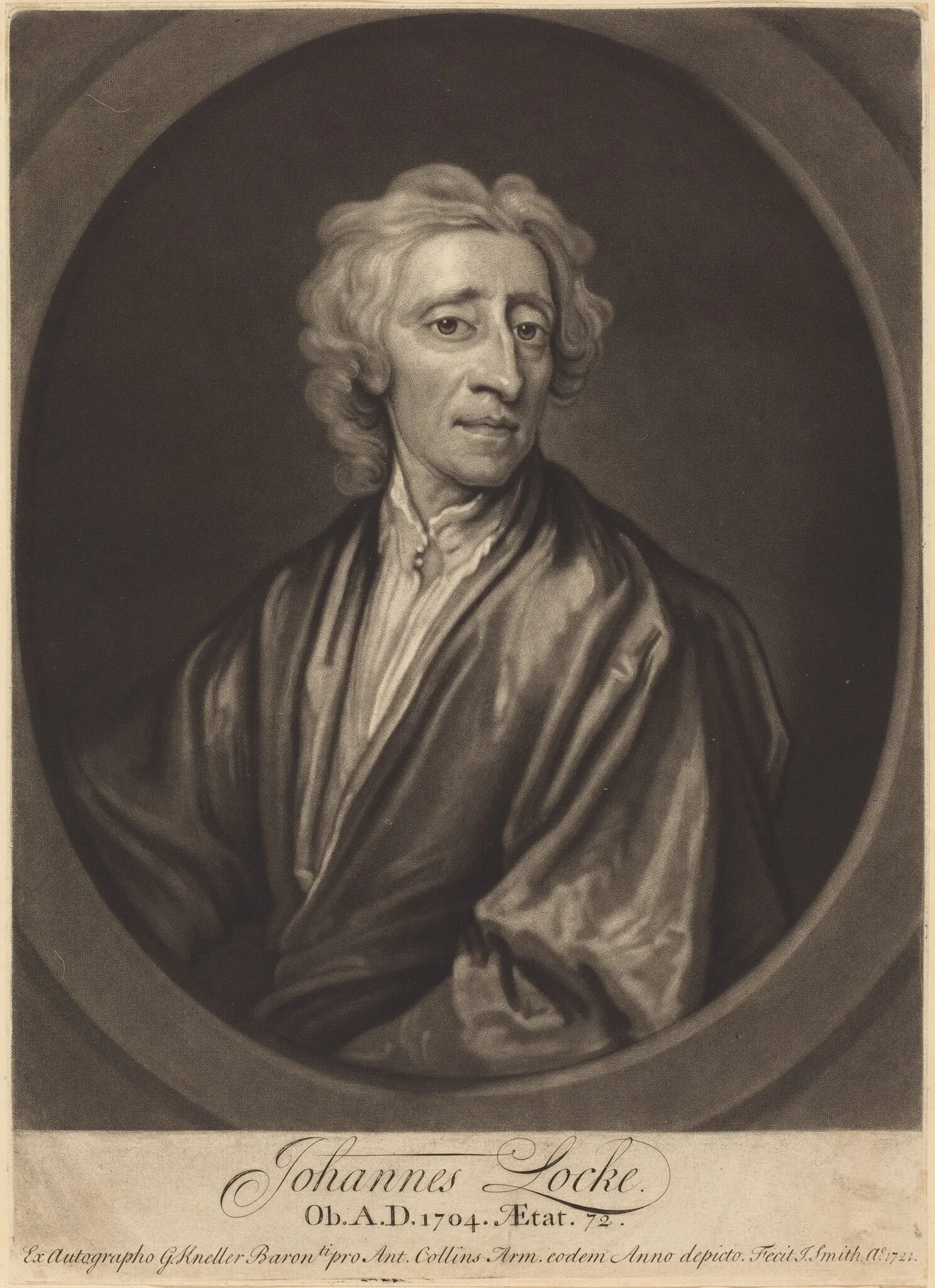 John Locke, by John Smith, ink, 1721