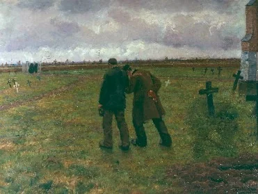 After the funeral, by Théodore Verstraete, oil, 1888