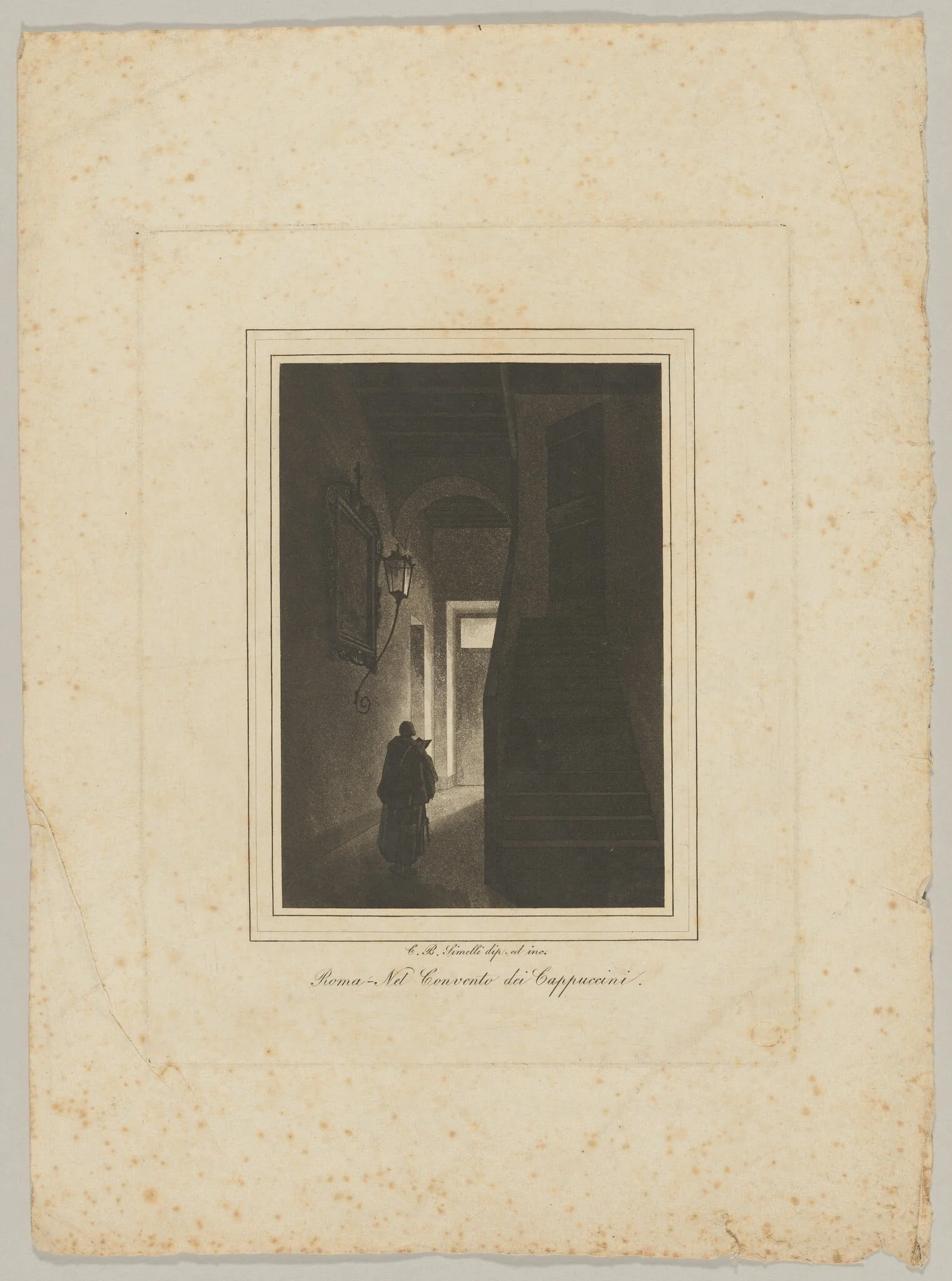 Nel Convento dei Cappuccini (In the Capuchin Convent), by Carlo Baldassare Simelli, ink, 1840