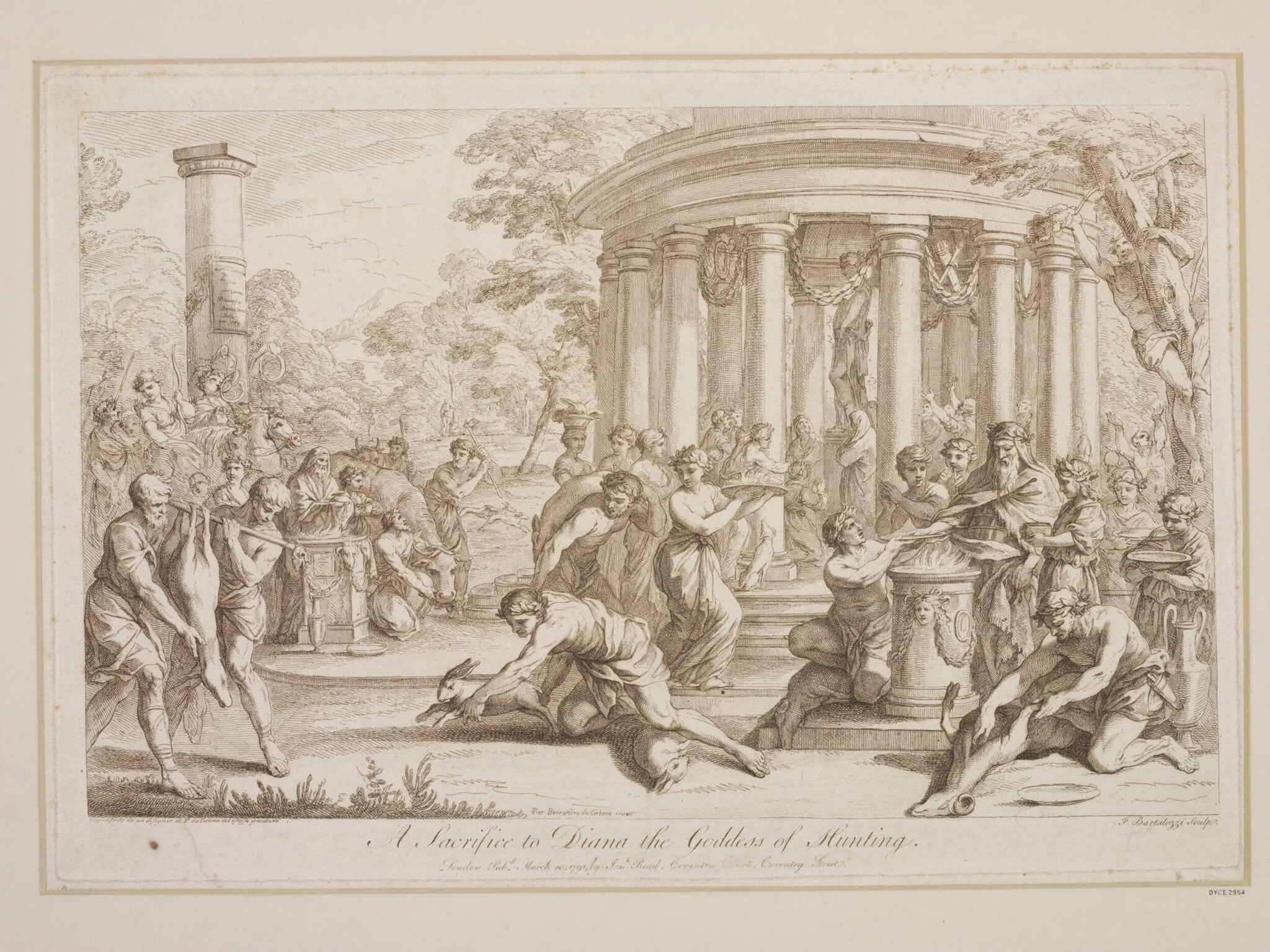 A Sacrifice to Diana, the Goddess of Hunting, by Francesco Bartolozzi, 1740