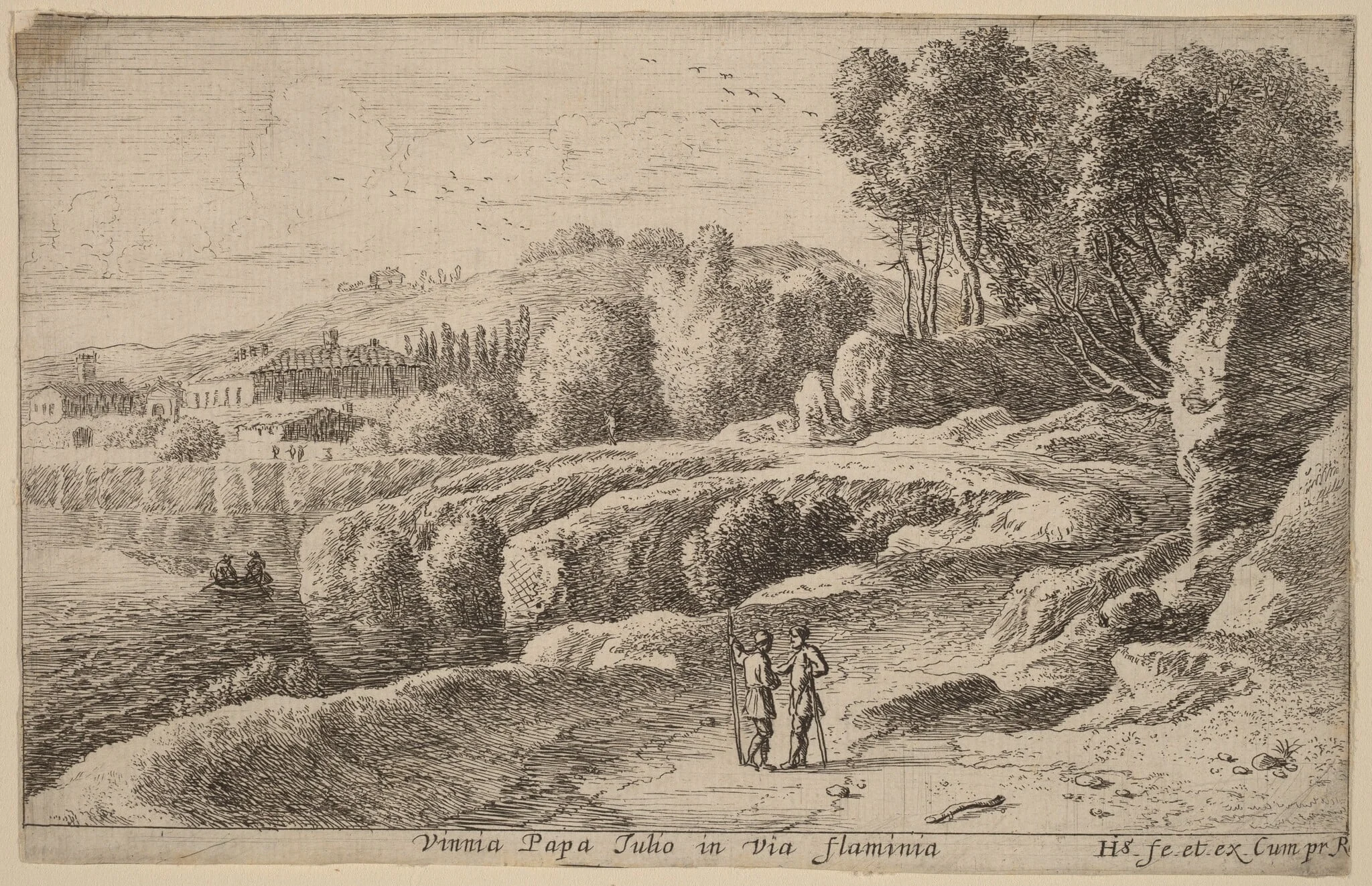 Vineyard of Pope Julius on the Via Flaminia, by Herman van Swanevelt, ink, 1628