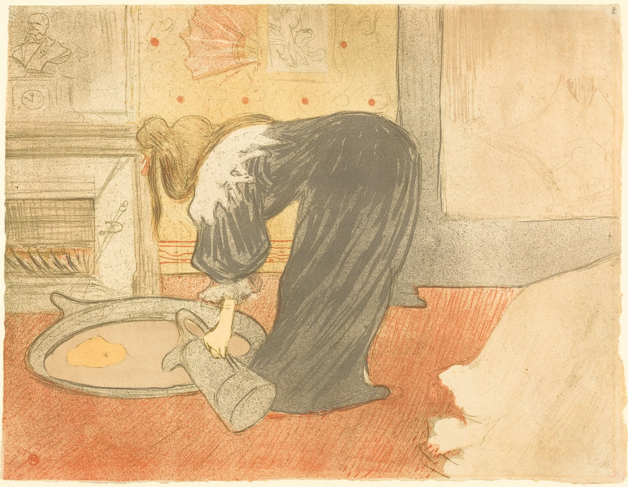 Woman at the Tub (Femme au tub), by Henri de Toulouse-Lautrec, ink, 1896