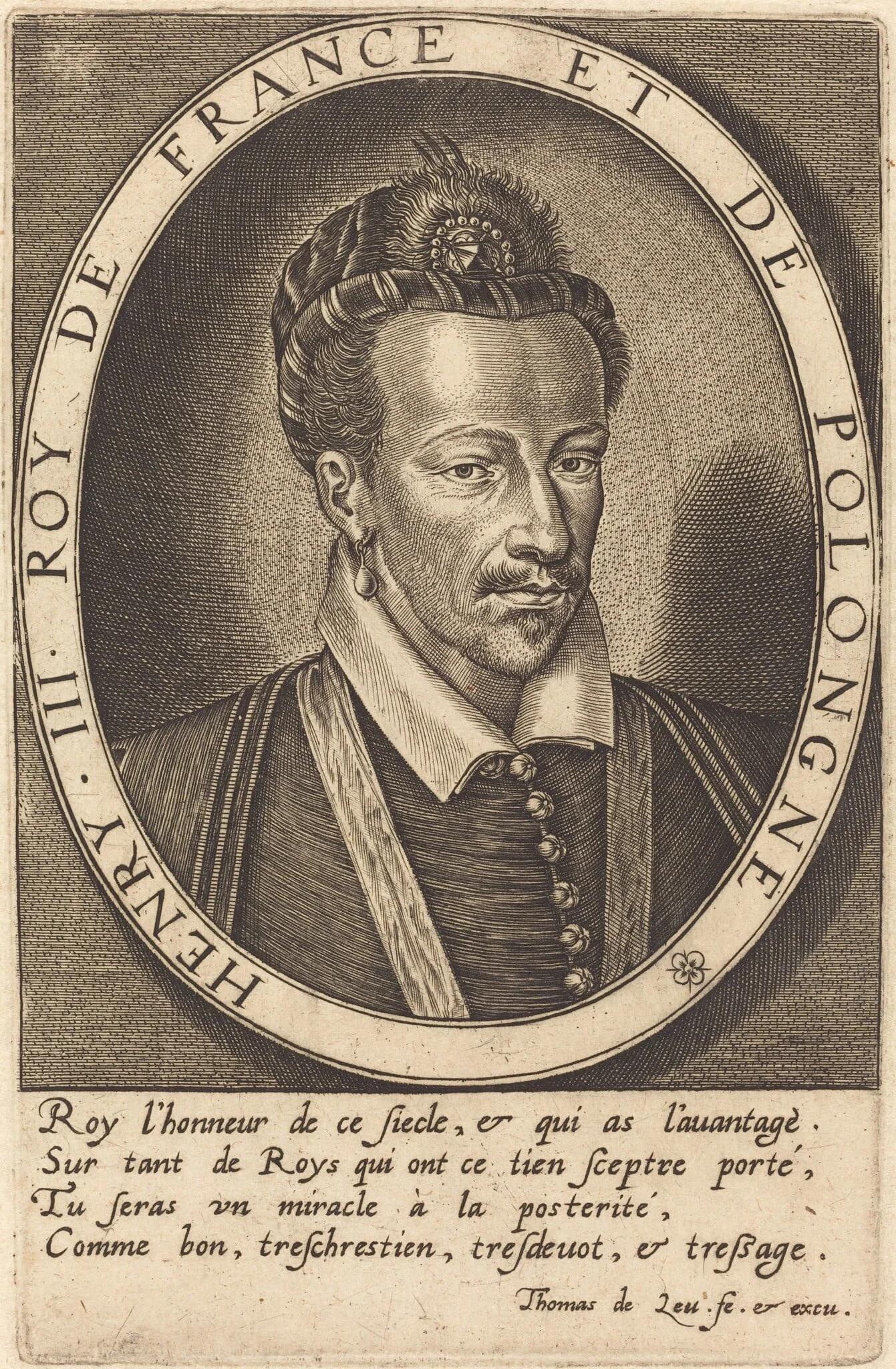 Henri III, King of France, by Thomas de Leu, ink, 1590