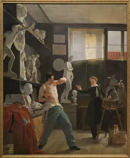 A Sculptor in his Studio Working from the Life