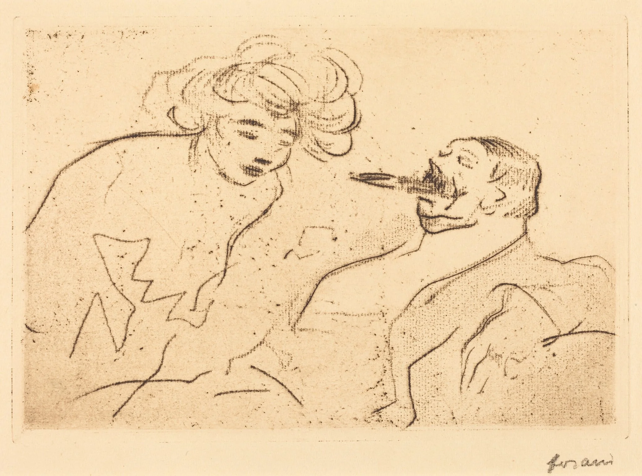 Le gros cigare (The Big Cigar), by Jean-Louis Forain, ink, 1909