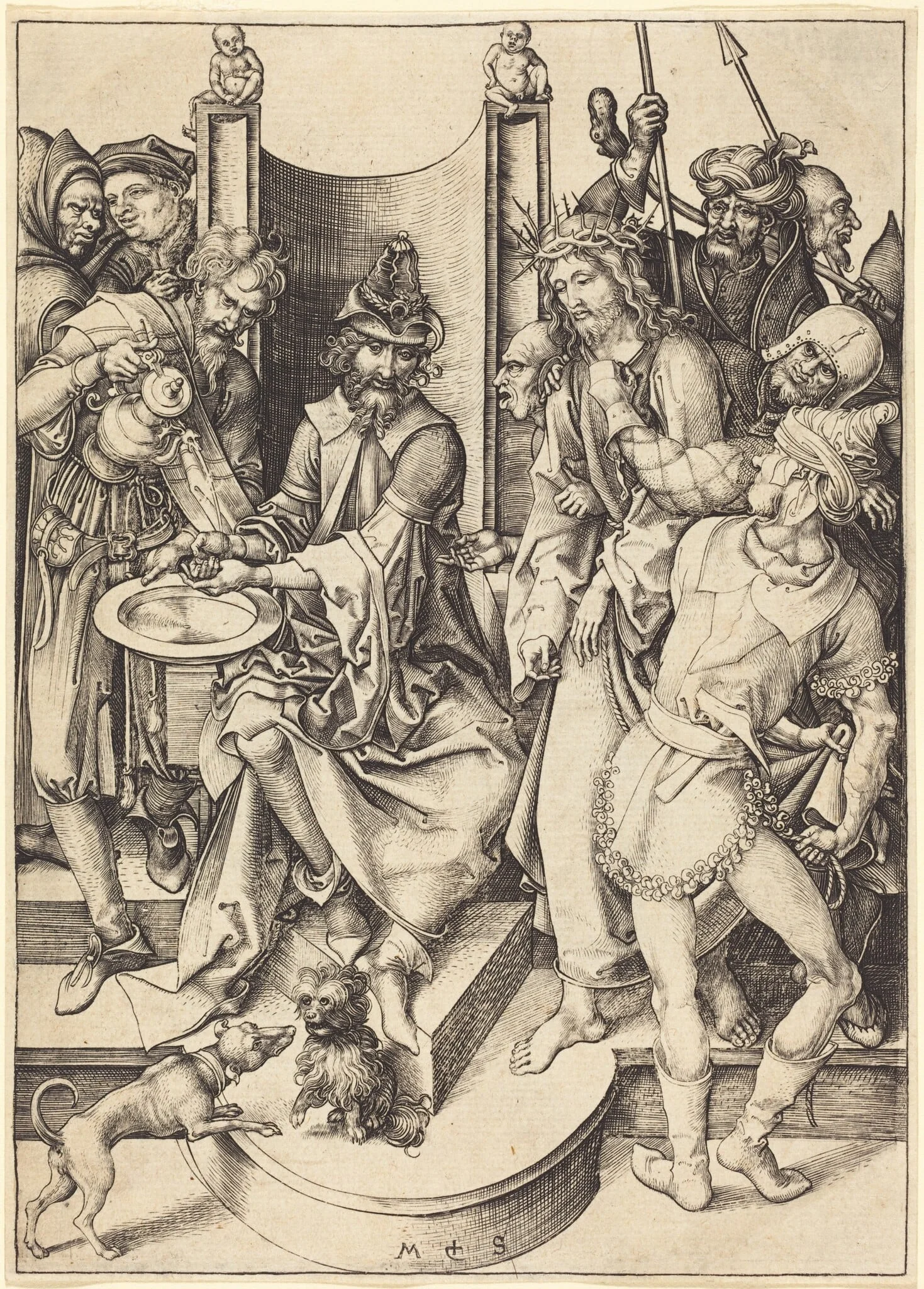 Christ before Pilate, by Martin Schongauer, ink, 1480