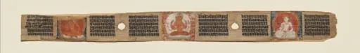 Prajnaparamita flanked by two bodhisattvas, folio 187 (recto), from a Manuscript of the Perfection of Wisdom in Eight Thousand Lines (Ashtasahasrika Prajnaparamita-sutra)