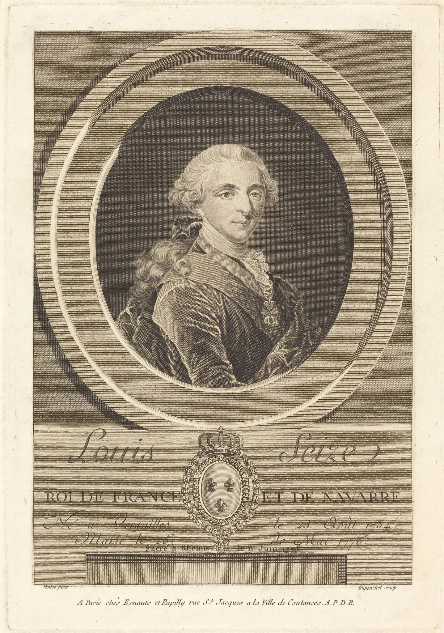 Louis XVI, King of France, by Charles-Eugene Duponchel, ink, 1764