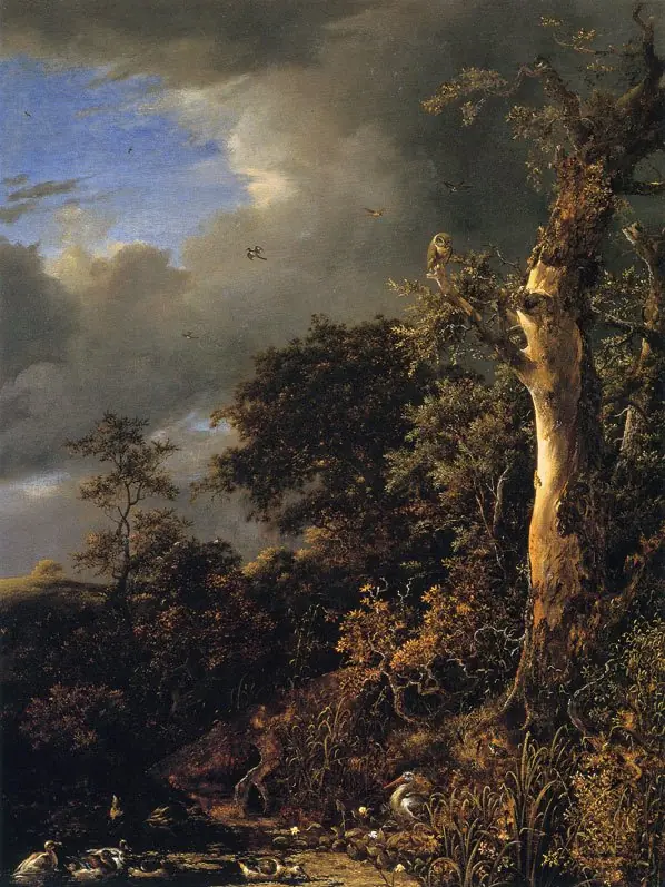Blasted Oak near a Pond