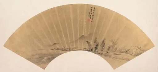 明（？）　陸克正　倣北苑山水　扇|Landscape in the manner of Dong Yuan