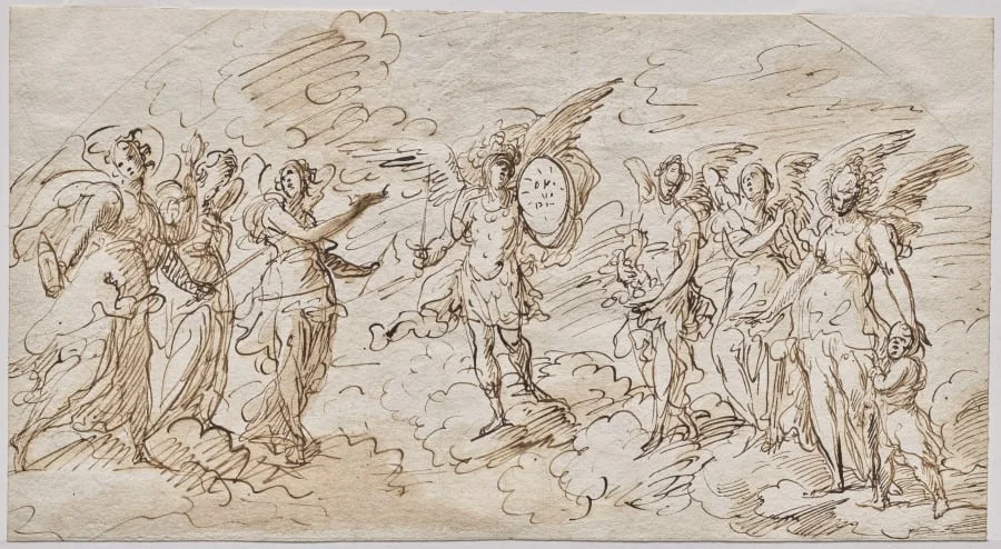 The Seven Archangels (recto), by Massimo Stanzione, 1624