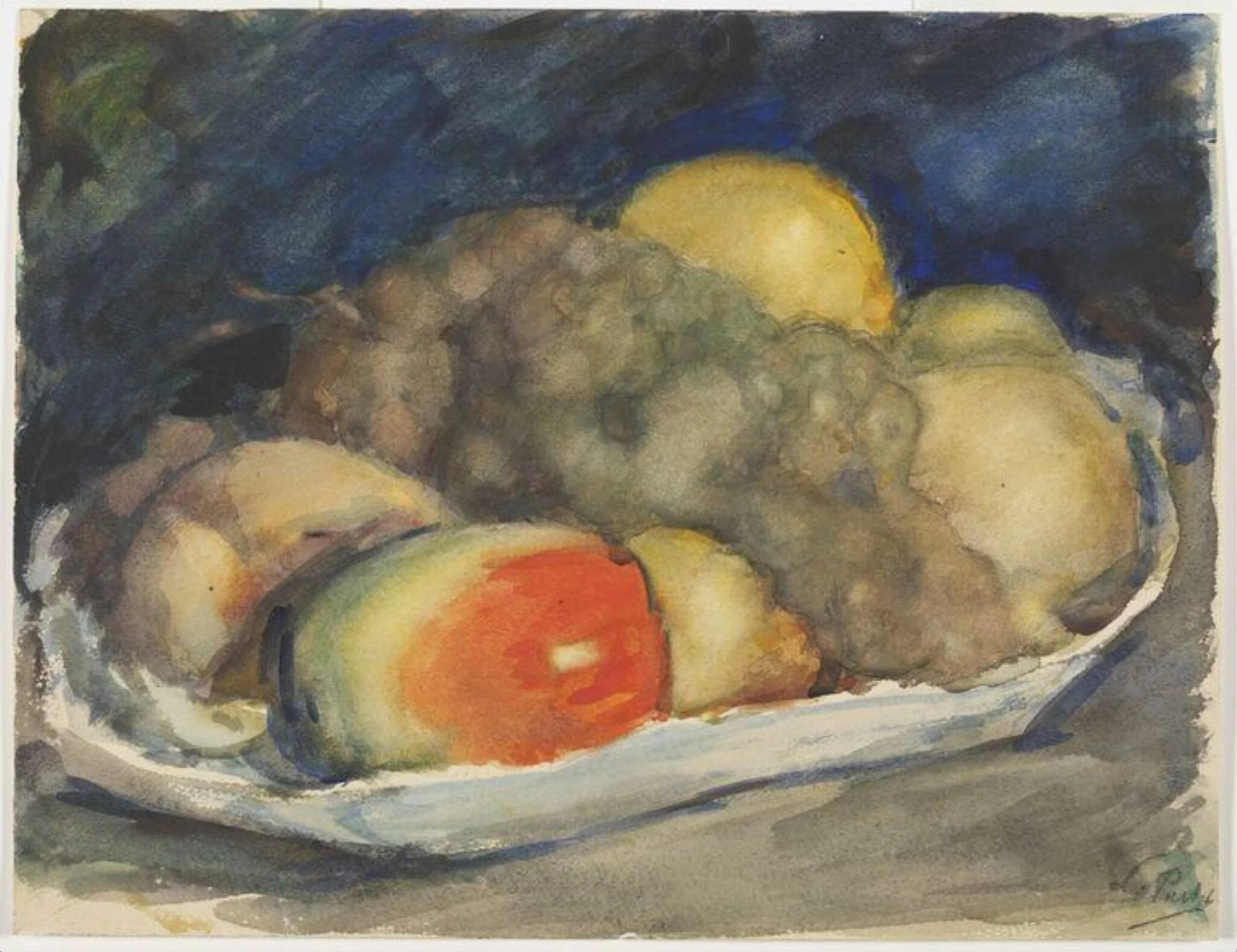 Still-life with fruit, by Leonid Osipovich Pasternak, watercolor, 1927