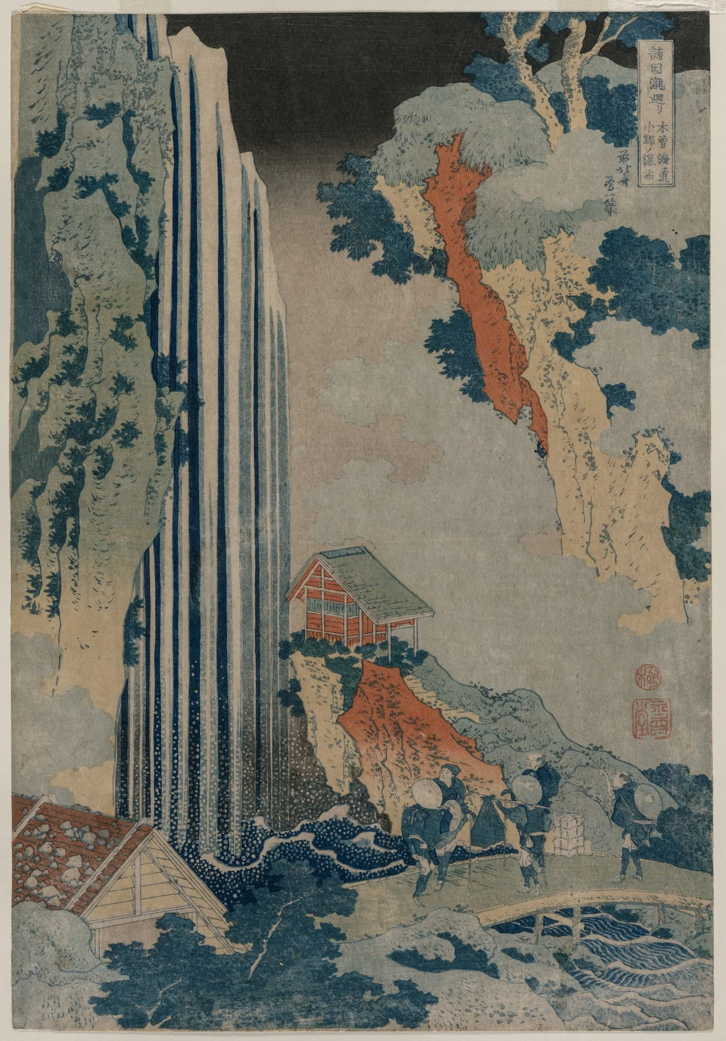 Ono Waterfall on the Kiso Road (from the series a Tour of Waterfalls in the Provinces), by Katsushika Hokusai, 1834