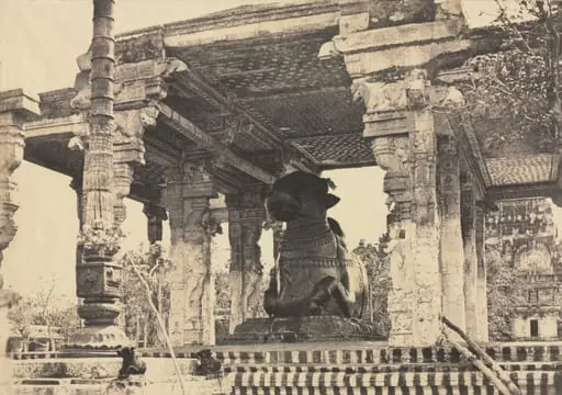 Great Pagoda, Great Bull, Front View, Tanjore, India (Rajarajeshvara Temple), plate 12 from Photographic Views of Tanjore and Trivady (Madras: Madras Presidency)