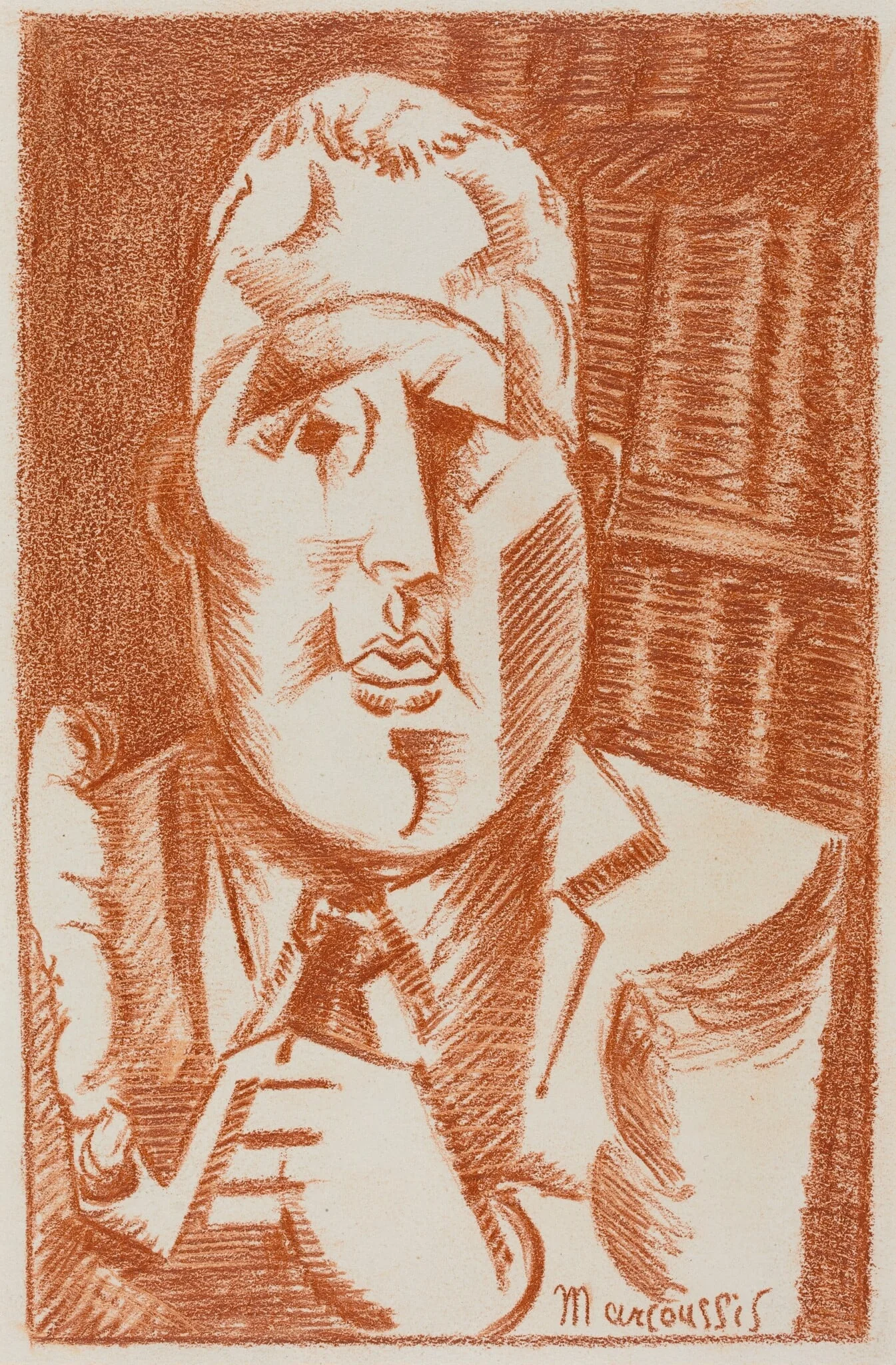 Guillaume Apollinaire, by Louis Casimir Ladislas Marcoussis, crayon, 1921