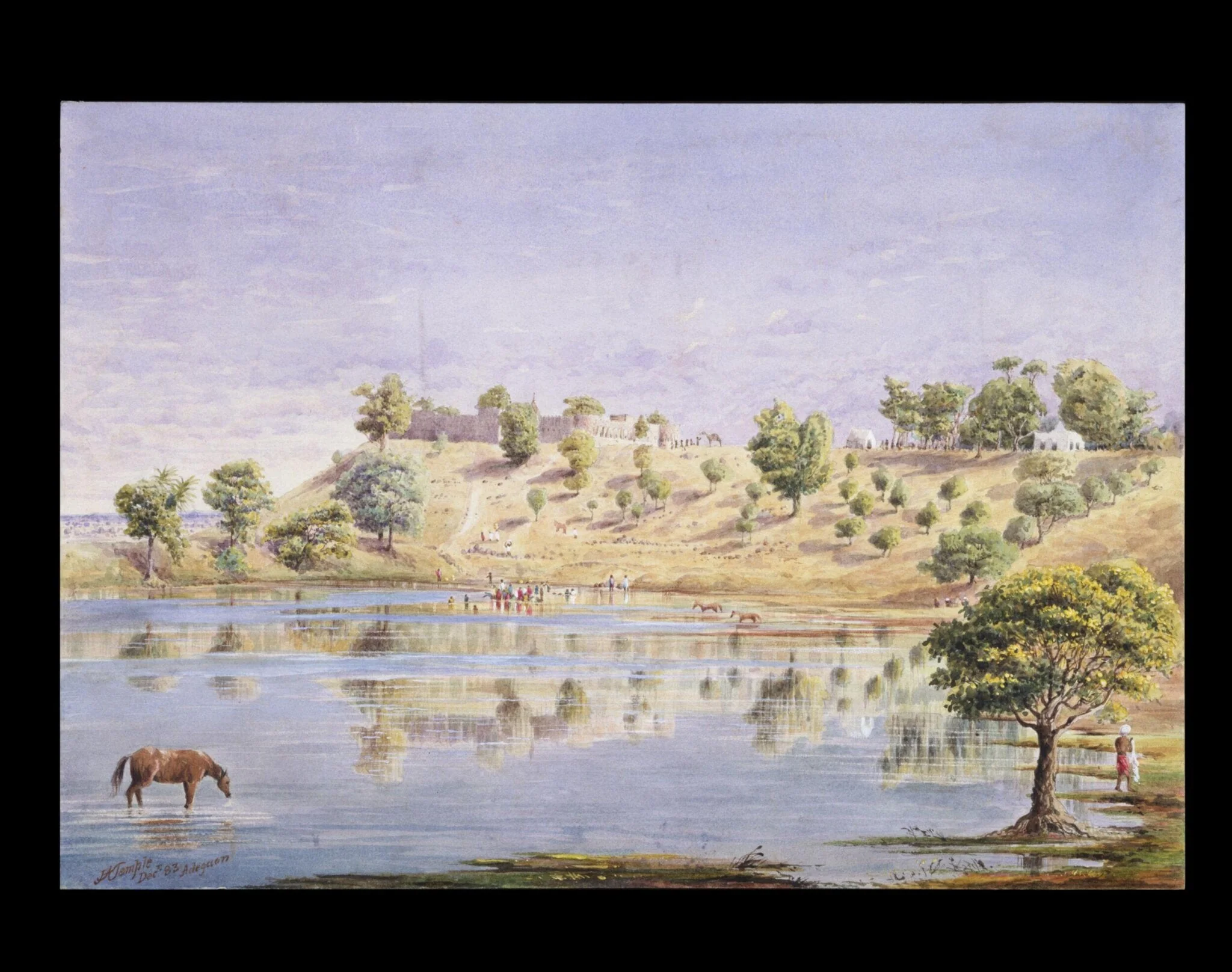 View at Adegaon, Seoni District, Madhya Pradesh, by John Alexander Temple, paint, 1883