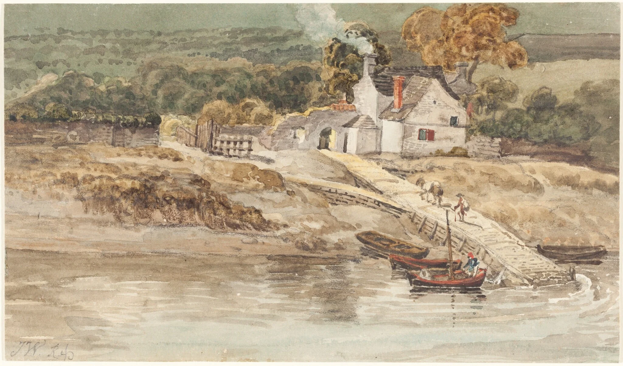 Landing Place near Tintern Abbey, by James Ward, graphite, 1802