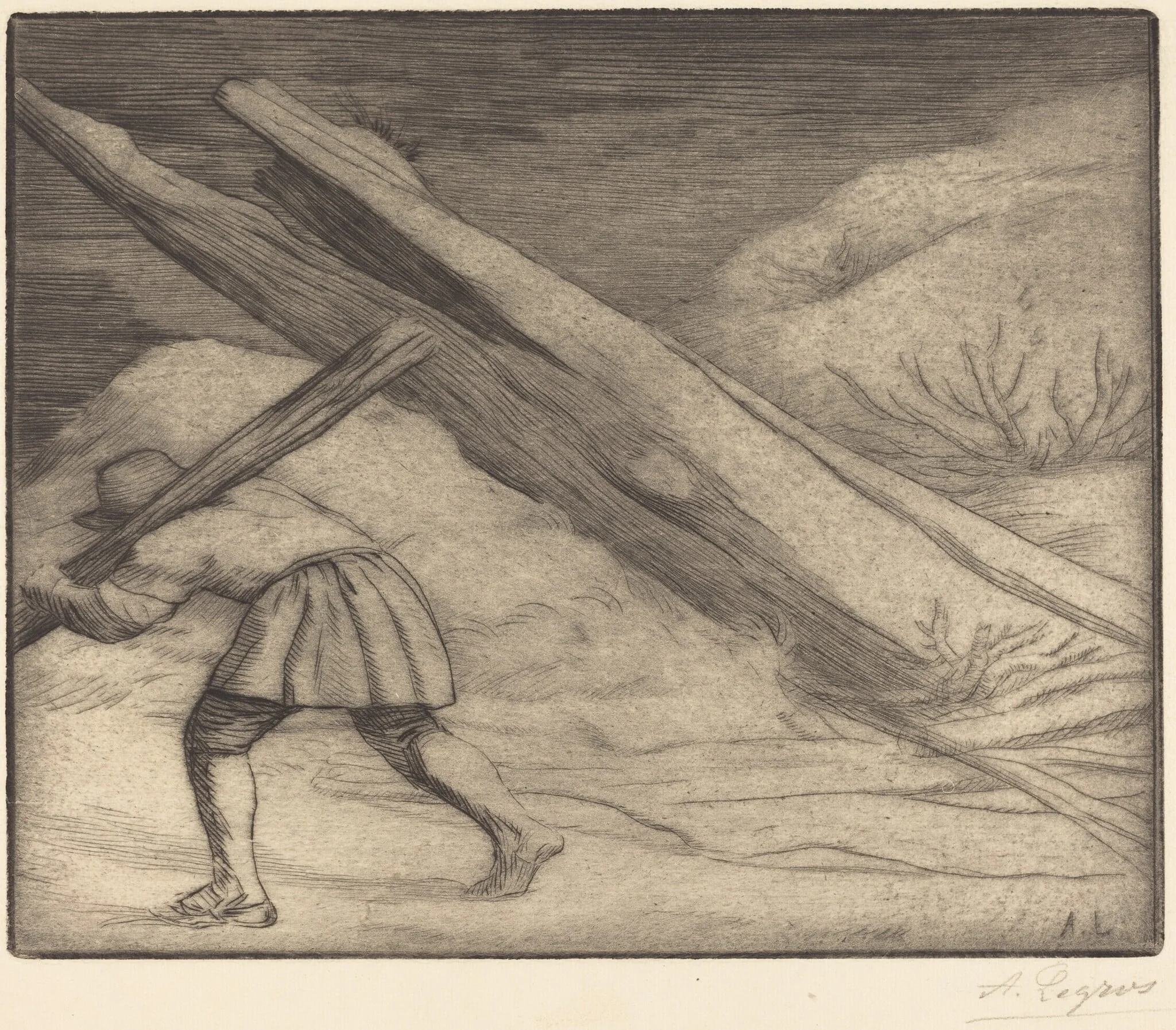 Winter, 1st plate (L'hiver), by Alphonse Legros, ink, 1874