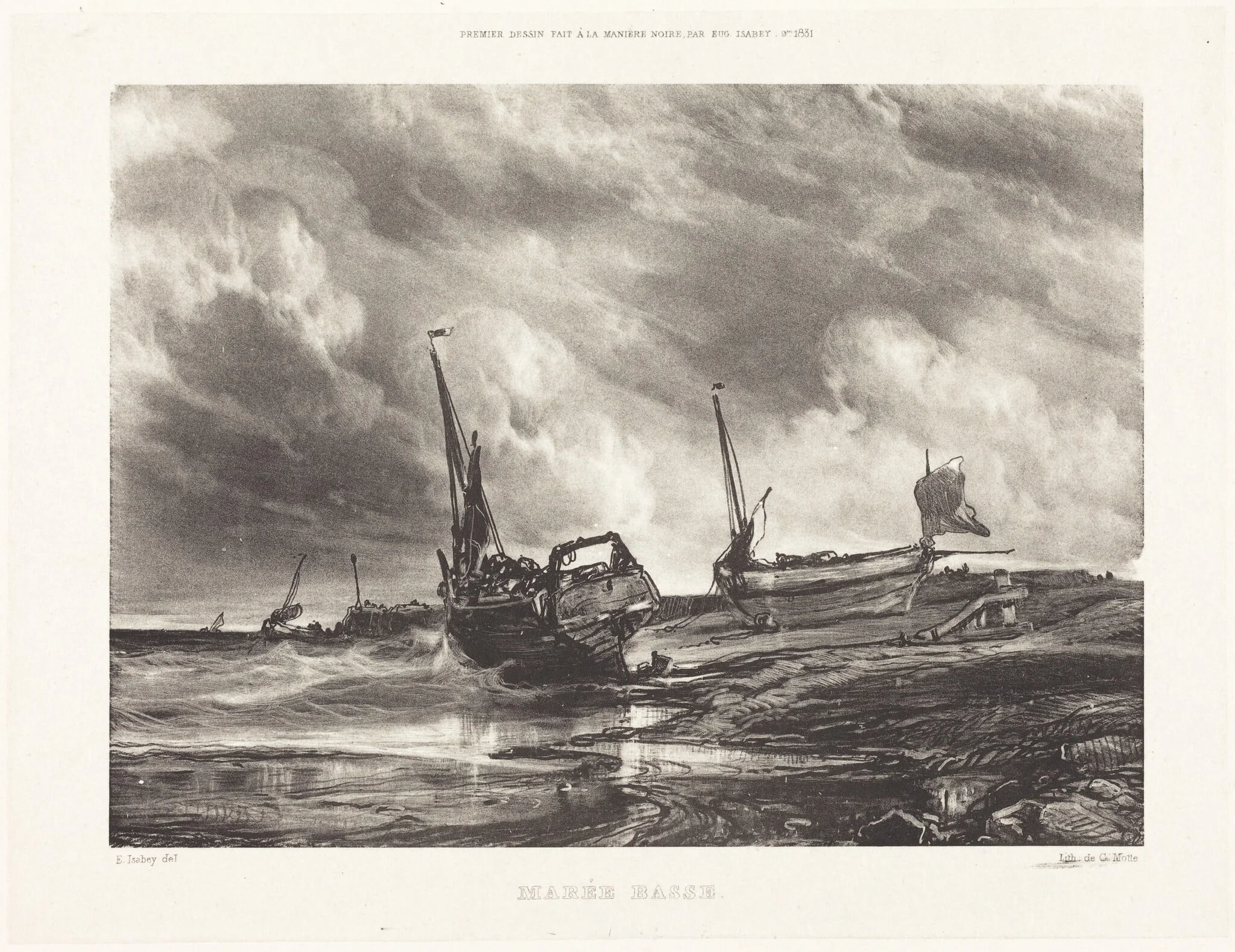Marée Basse (Low Tide), by Eugène Isabey, ink, 1831