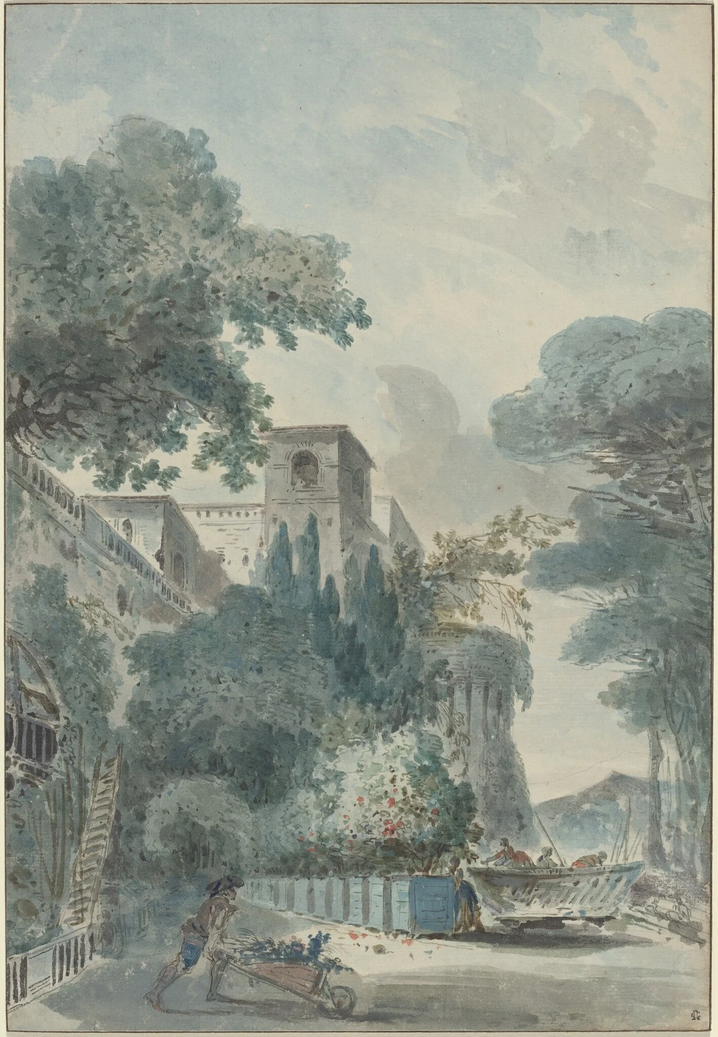 L'Allee de Grenadiers, by French 18th Century, gouache, 1782
