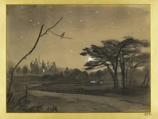 Gore House by moonlight