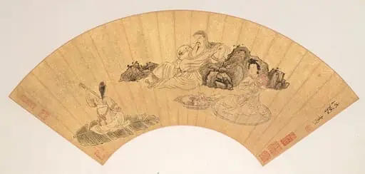 明  陳洪綬  山水花鳥人物圖   扇冊|Landscapes and Flowers