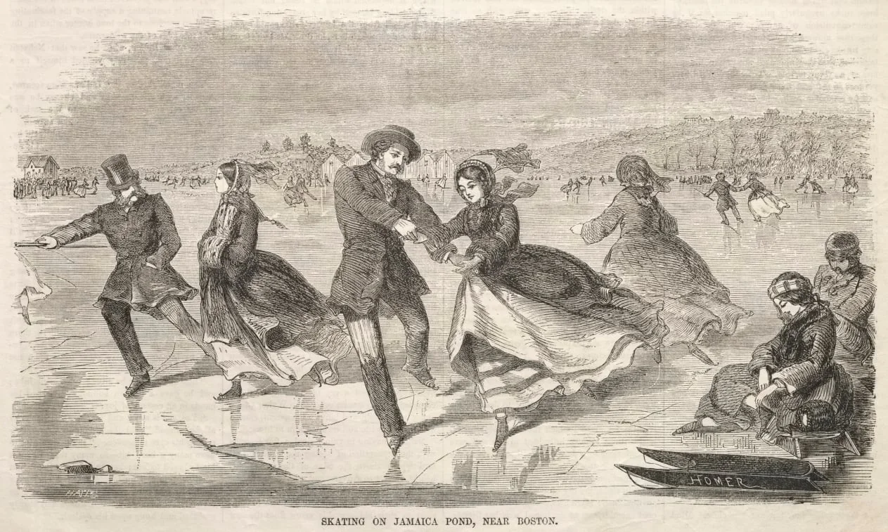Skating on Jamaica Pond, near Boston, by Winslow Homer, 1859
