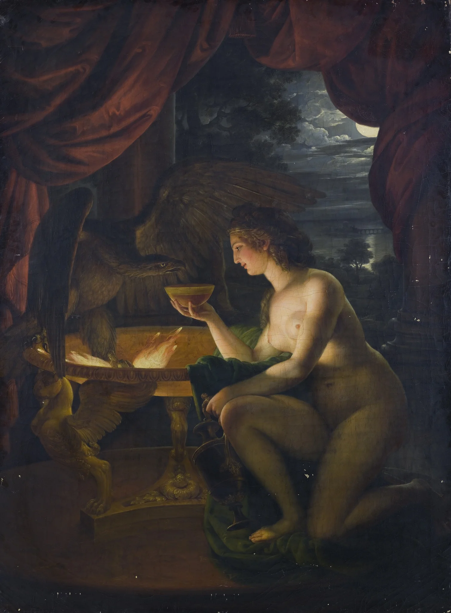Hebe tränkt den Adler des Zeus mit Nektar, by Ignaz Unterberger, oil, 1782