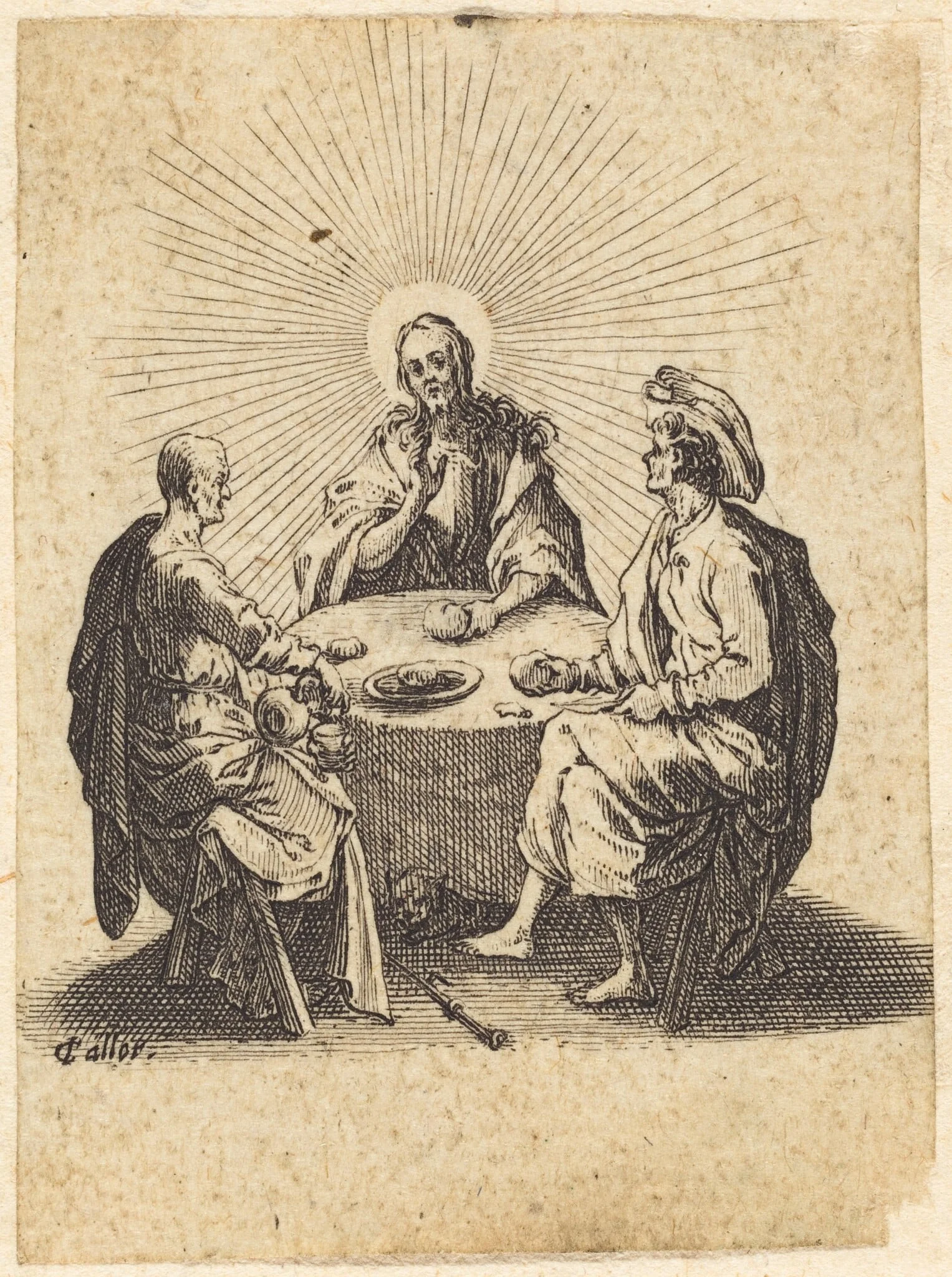 The Supper at Emmaus, by Jacques Callot, ink, 1618
