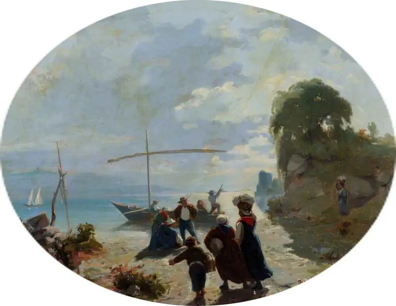 Landscape: The Shore of a Lake, with Figures