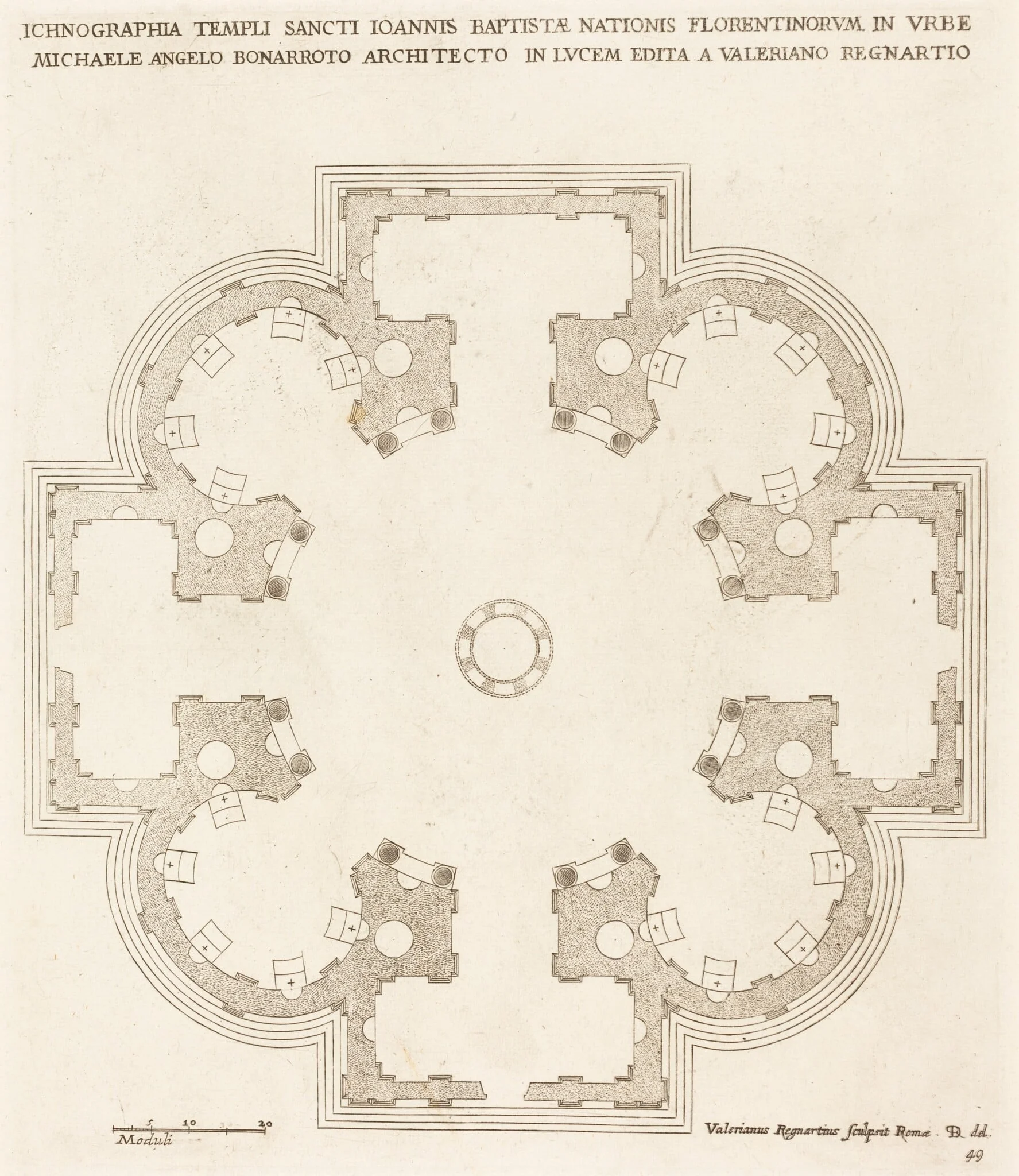 Ground Plan of the Church of Saint John the Baptist, by Valerien Regnard, ink, 1650