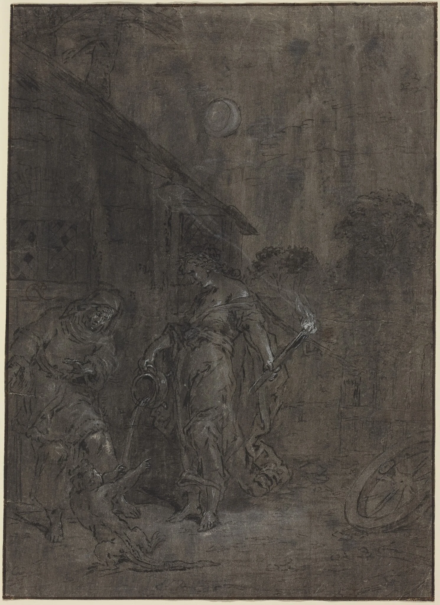 Stellio Changed into a Lizard by Ceres, by Leonard Bramer, ink, 1635