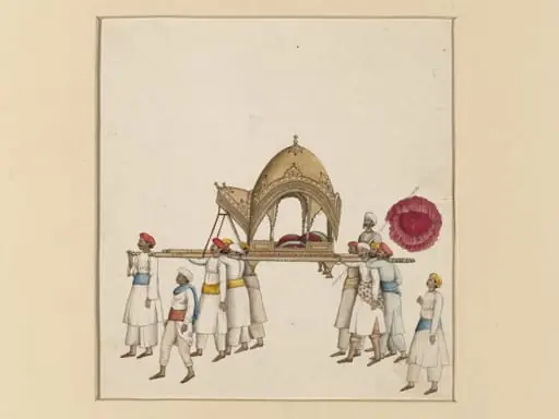 One of six figures from the Mughal emperor's ceremonial procession on the occasion of the Id