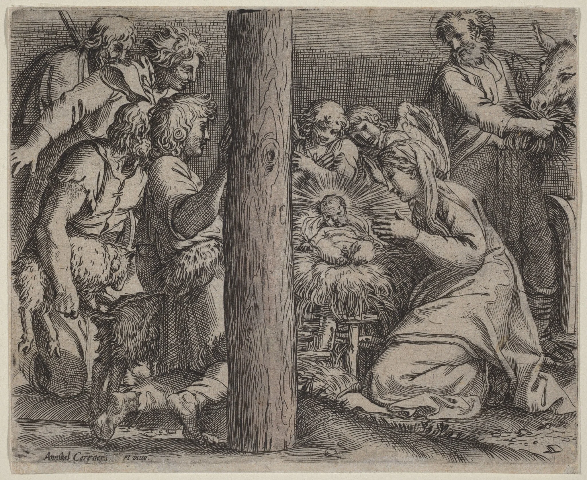 The Adoration of the Shepherds, by Annibale Carracci, ink, 1606