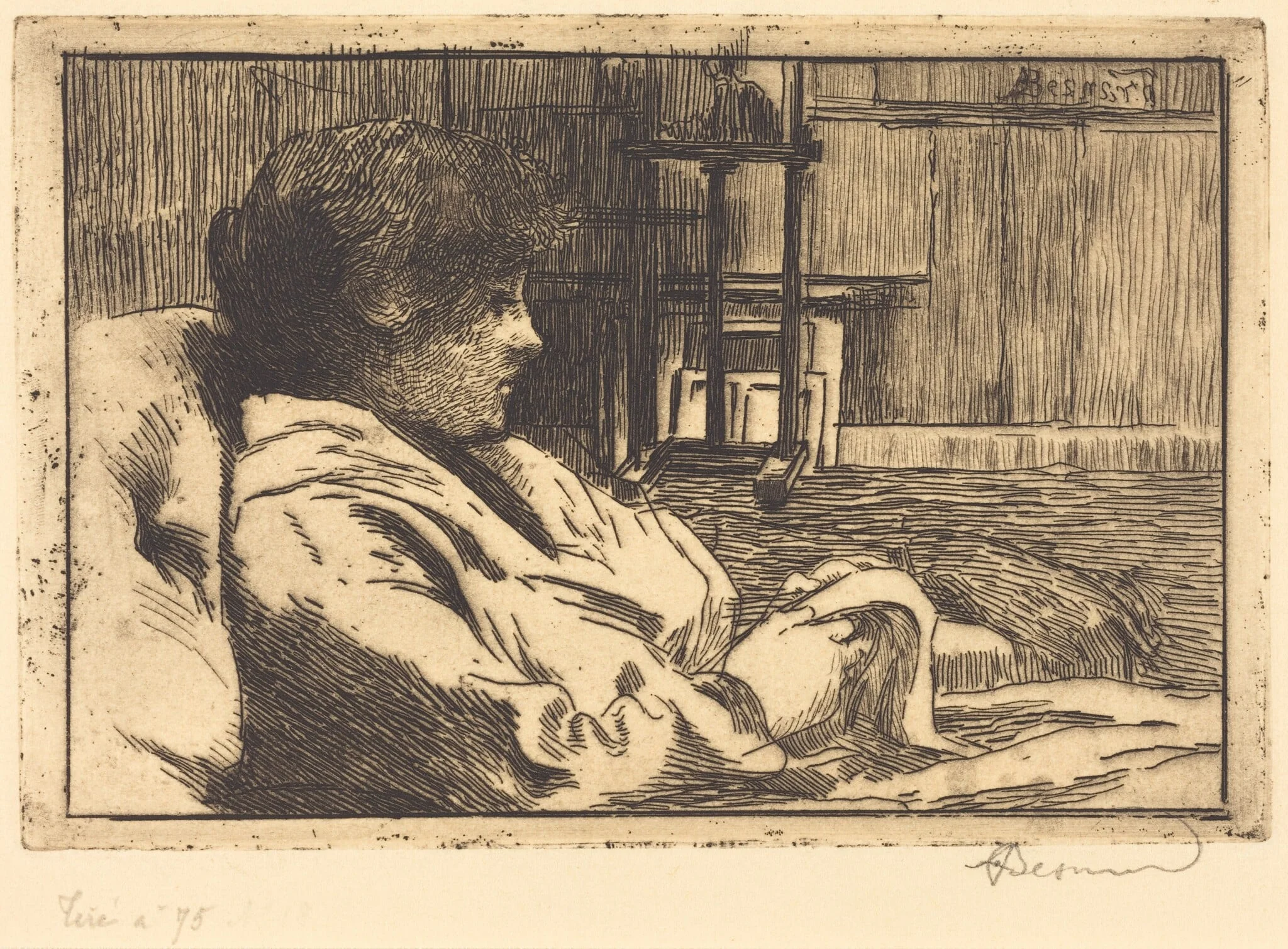 Woman Reading in the Studio (La Lecture dans l'atelier), by Paul-Albert Besnard, ink, 1887