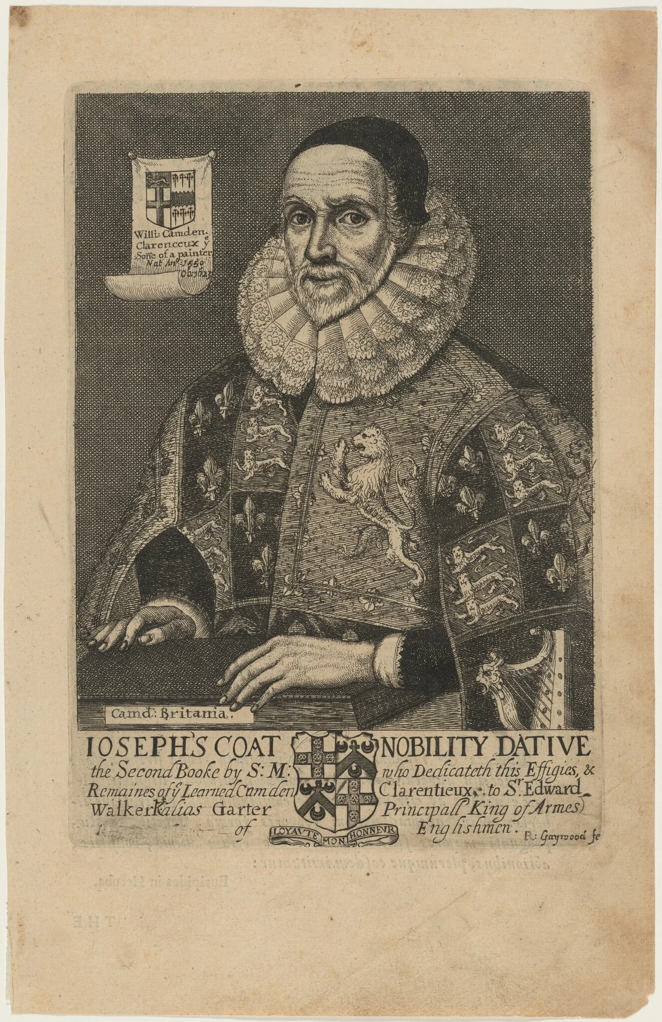 William Camden, by Robert Gaywood, ink, 1661