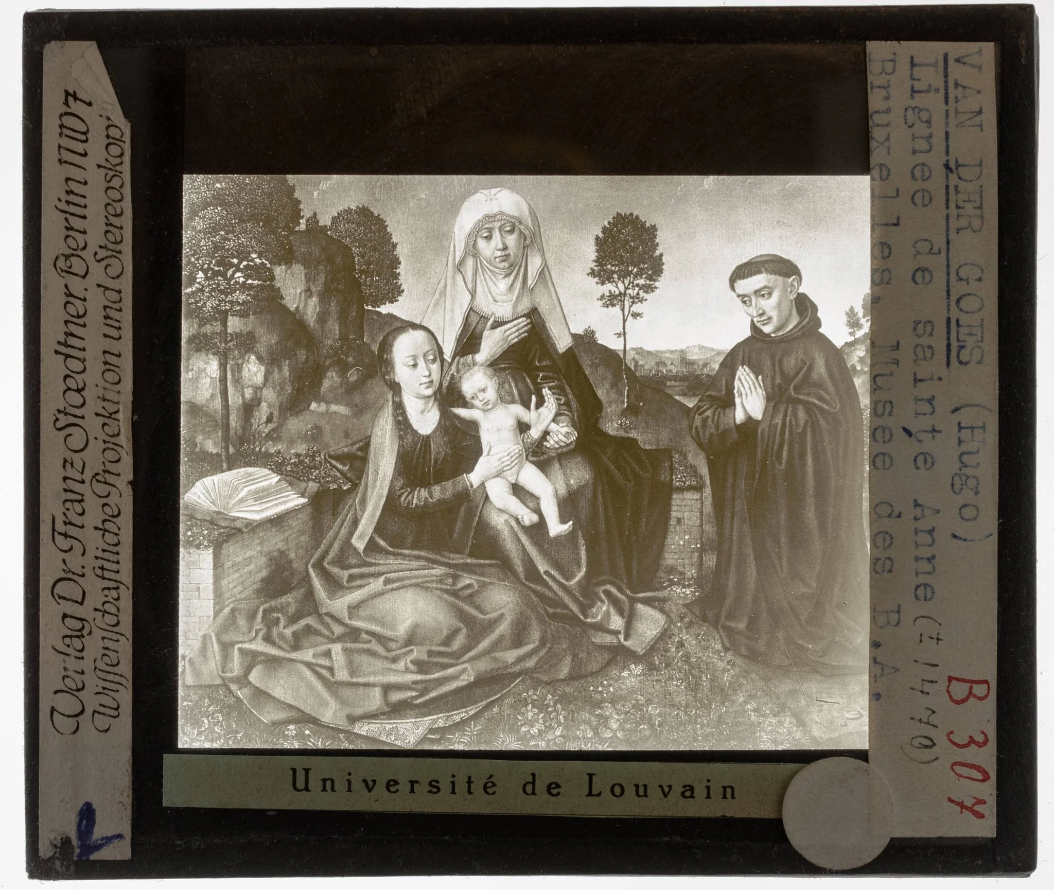 Hugo van der Goes. St Anne's with a Franciscan donor, by Hugo Van der Goes, unspecified, 1475