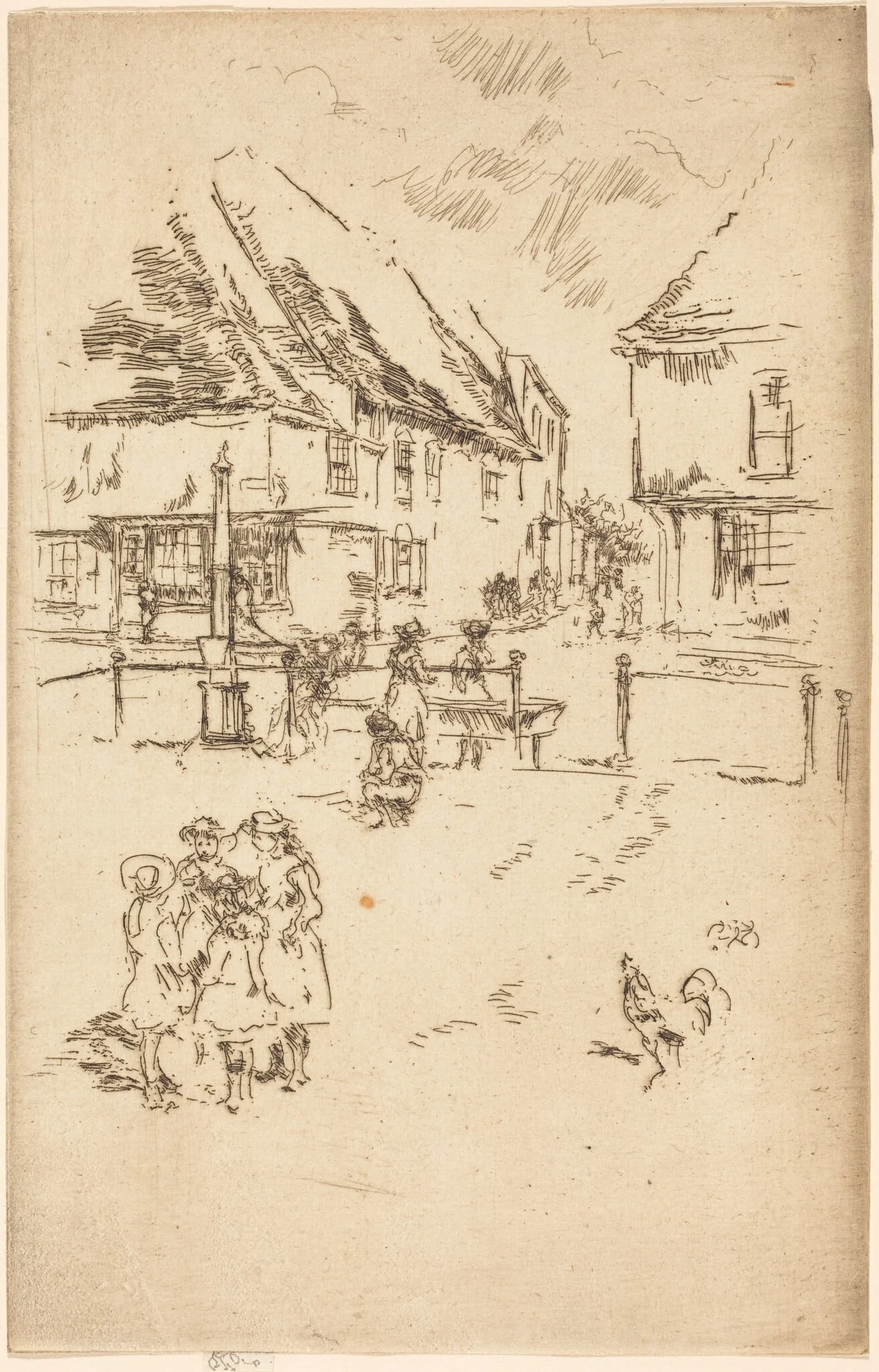 The Cock and the Pump, by James McNeill Whistler, ink, 1887