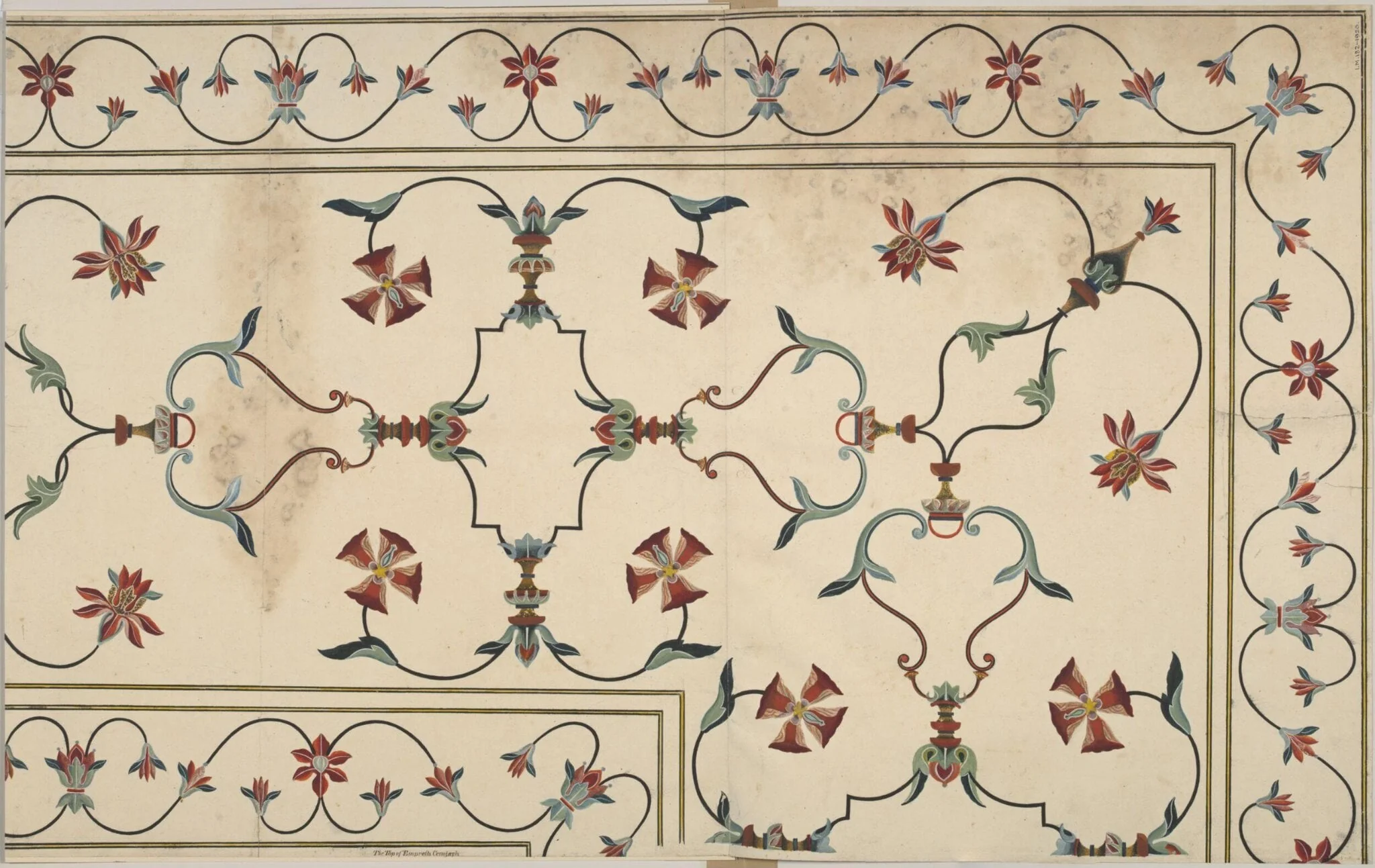 Pietra-dura work decoration on the top of the cenotaph of the Empress Arjumand Banu Begam, Taj Mahal, Agra