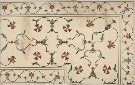Pietra-dura work decoration on the top of the cenotaph of the Empress Arjumand Banu Begam, Taj Mahal, Agra