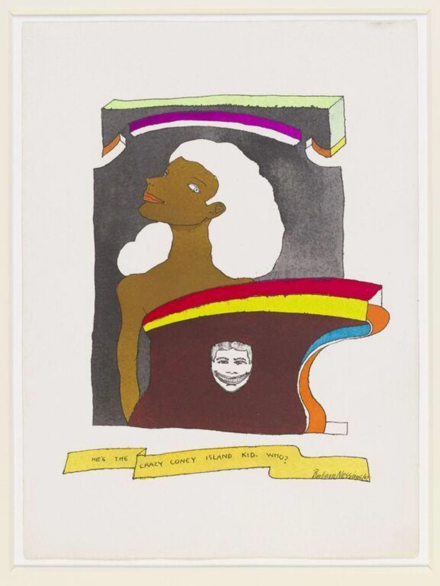 He's the Crazy Coney Island Kid, Who?, by Barbara Nessim, watercolor, 1967