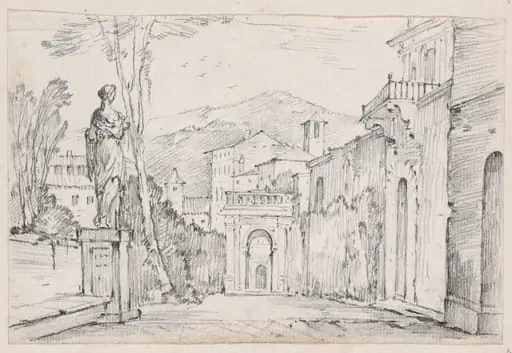 A Roman Street with Monte Cavo in the Distance