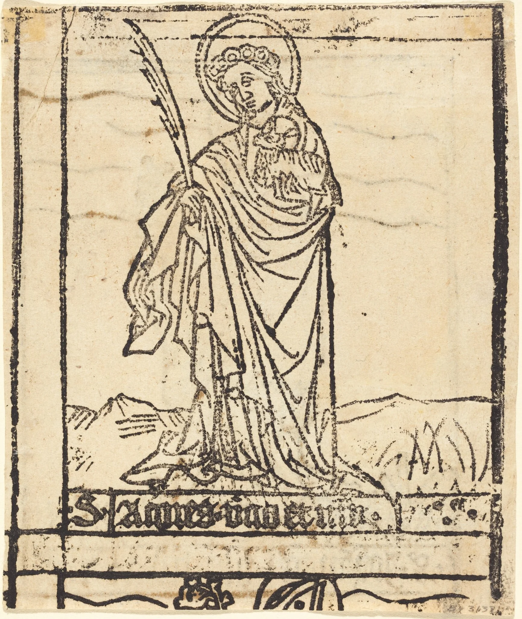 Saint Agnes [verso], by German 15th Century, ink, 1470