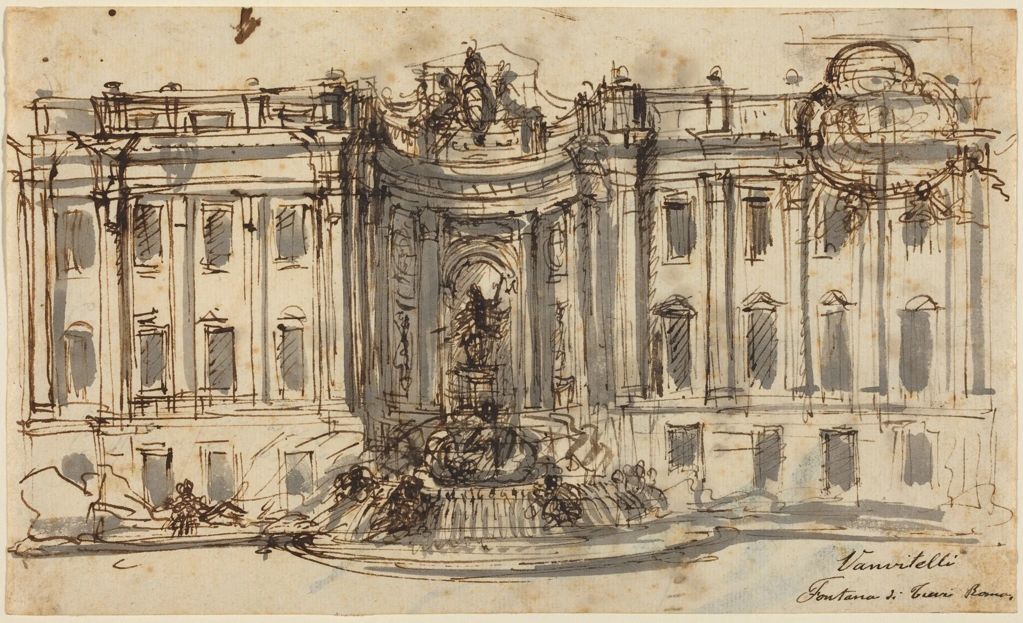 Proposal for the Trevi Fountain, by Luigi Vanvitelli, ink, 1731