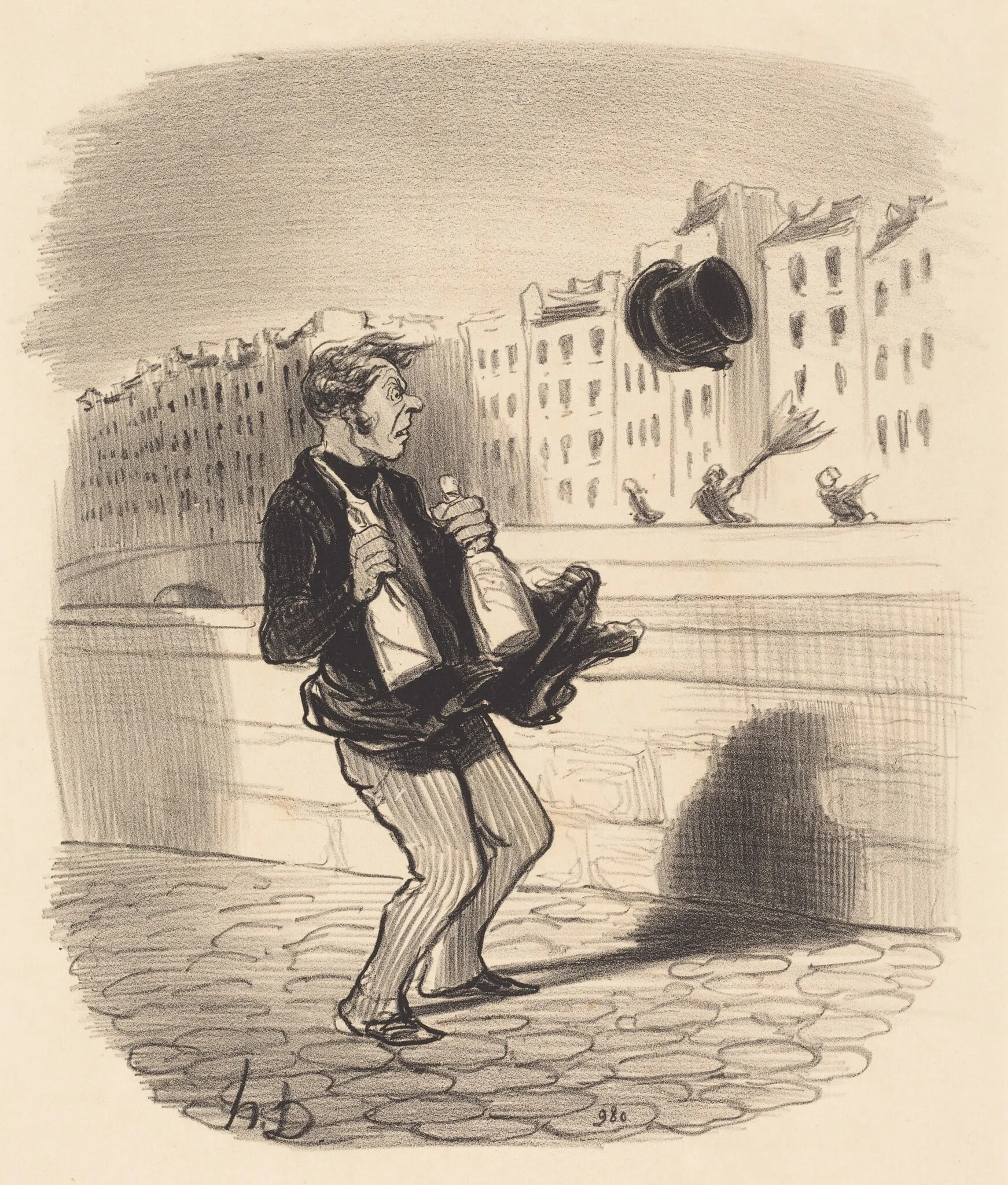 Entrez donc, monsieur... ne vous gênez pas..., by Honoré Daumier, ink, 1847