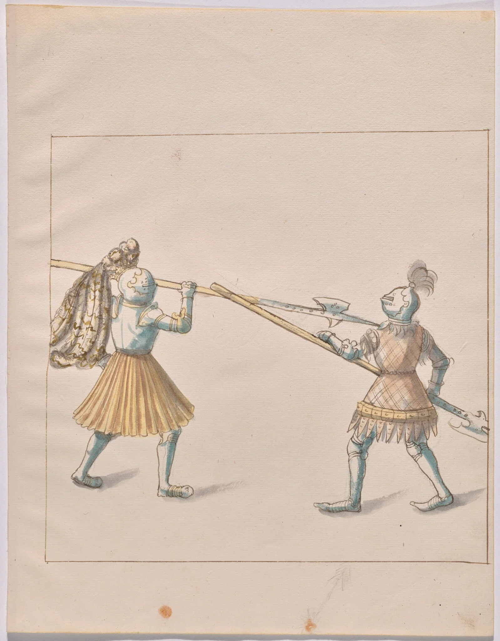 Foot Combat with Halberds, by German 16th Century, ink, 1514