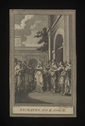 Print depicting Act II, Scene 10 of <i>Socrates,</i>