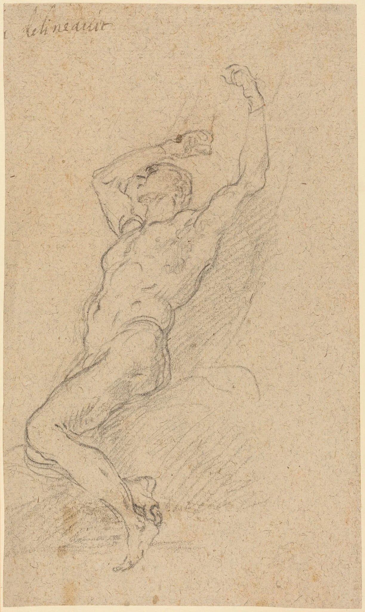 A Nude Man Chained to a Rock, by Francesco Solimena, chalk, 1702