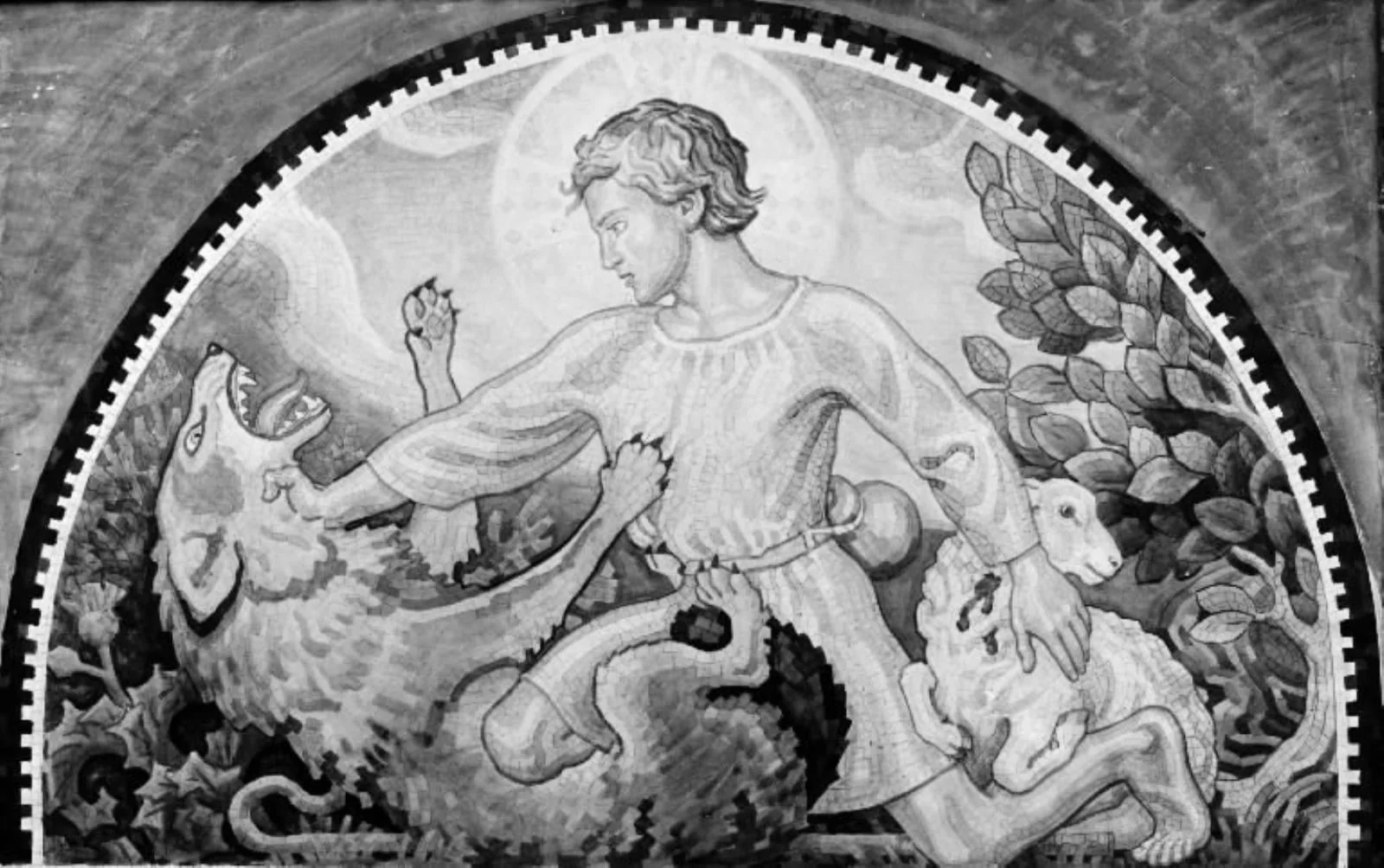 Den gode hyrde Forarbejde til mosaik i Imanuelskirken, by Unknown, unspecified, 1899